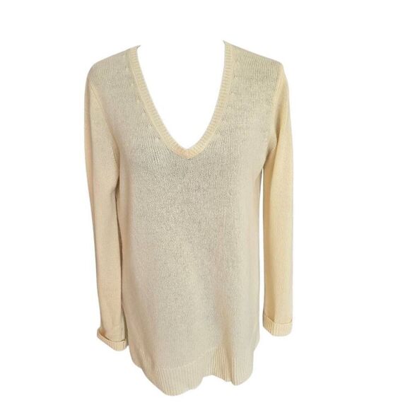 Calypso St. Barth Womens Yellow Cashmere V Neck Pullover Sweater Size Medium - Picture 11 of 11